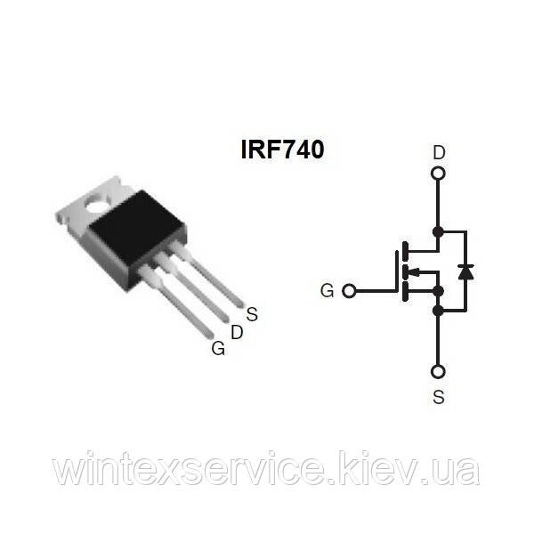 Транзистор IRF740 метал ##от компании## Сервісний центр WINTEX - ##фото## 1