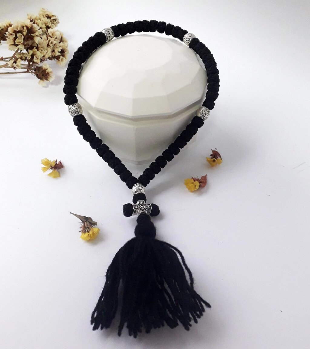 Чітки на 50 вузлів чорні, монастирські від компанії Крамниця "Покрова" - церковне начиння - фото 1