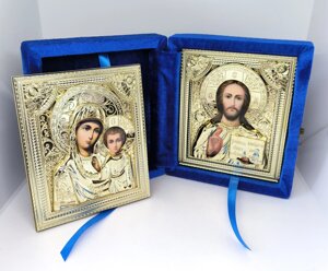 Ікона складень двійник Пр. Богородиця і Спаситель, розмір 21*18 см