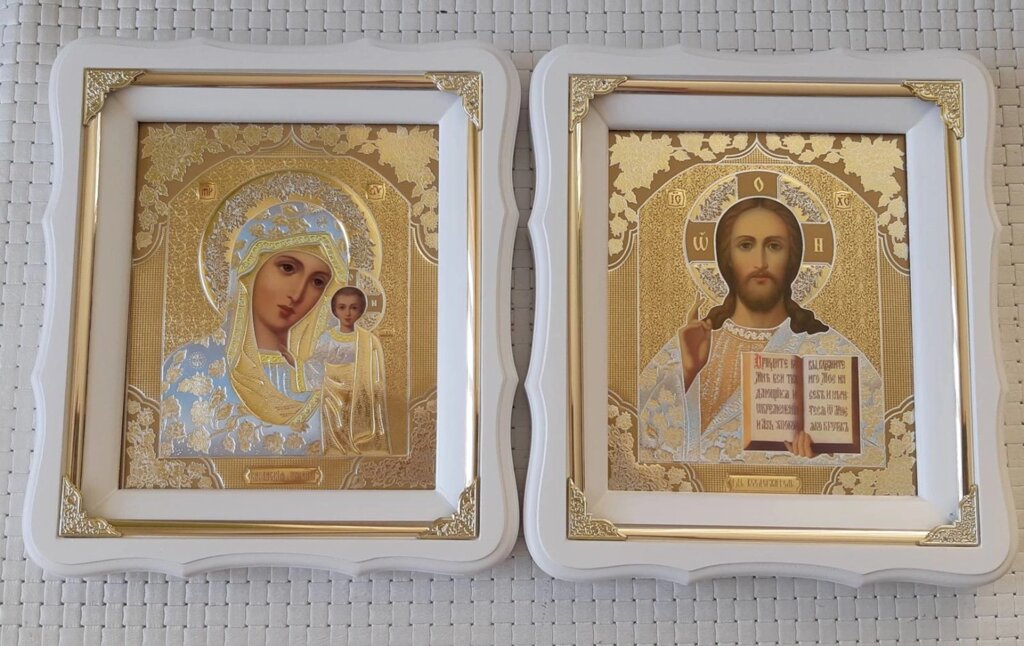 Вінчальна пара ікон в церковному магазині 21 * 24cm від компанії Крамниця "Покрова" - церковне начиння - фото 1
