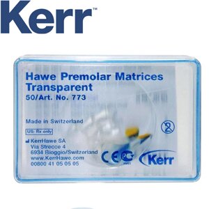 Матричні стрічки Hawe Premolar Matrices, для премолярів, прозорих, 50 шт., Керр
