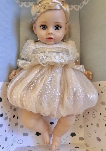 Лялька дитяча чарівна м'яконабивна в гарній сукні 36 см зі звуком ER331A