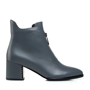 Ботильйони жіночі шкіряні демісезонні на товстому широкому каблуці осінні класичні сині