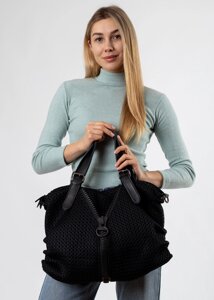 Сумка жіноча чорна велика текстильна Oliaver21 сумка