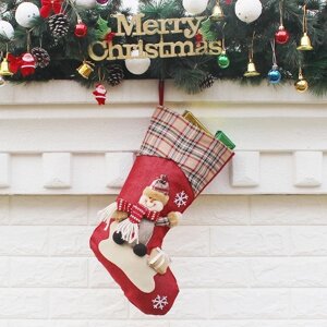 Шкарпетка для подарунків новорічна, різдвяна велика 46см - Червоний
