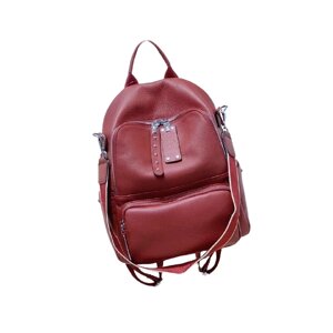 Рюкзак-сумка жіноча з натуральної шкіри, міський 2021 - Червоний