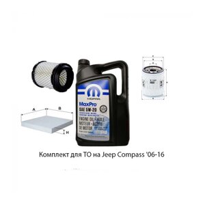 Комплект для ТО на Jeep Compass '06 -16 5W -20 (масло, салон фільтр, повітря, масло)