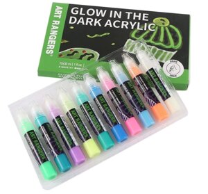 Набір акрилових фарб світяться в темряві 10 кольорів по 30мл Art Rangers