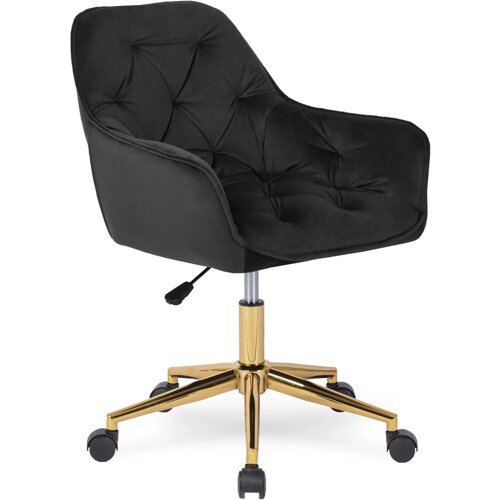 Офісне крісло MILAN Black із золотими ніжками Velour Modern Glamour Office Chair