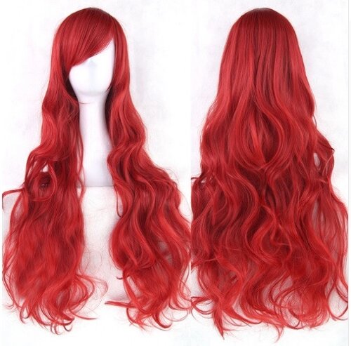 Довгі перуки RESTEQ - 80см, Темно-червоне, червоне хвилясте волосся, косплей, аніме