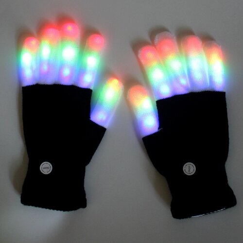Led рукавички дитячі RESTEQ 17*11см. Світлодіодні рукавички різнокольорові, що світяться у темряві, блимають 6 режимів