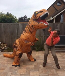 Надувний костюм Тіранозавра RESTEQ Хелловін Аніме Косплей, костюм динозавра T-Rex, тиранозавр (коричневий)