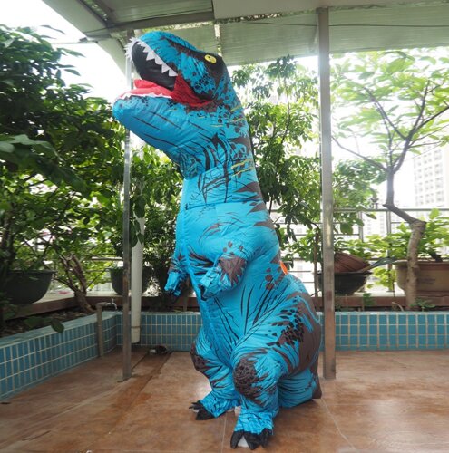 Надувний костюм Тиранозавра RESTEQ, T Rex косплей, костюм динозавра T-Rex. Тиранозавр надувний (синій)