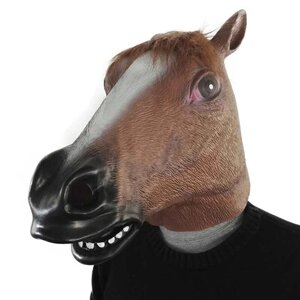 Гумова маска кінь RESTEQ, латексна маска коня, маска тварини, косплей коня