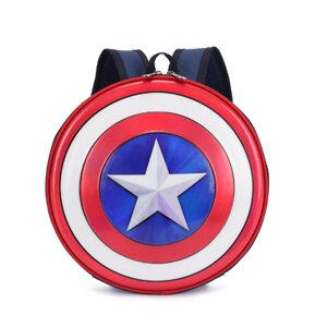 Рюкзак Капітан Америка RESTEQ 28*6*28 см. Дитячий рюкзак Щит Капітана Америки. Круглий рюкзак Captain America Shield