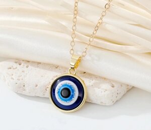Кулон підвіска від пристріту, амулет турецьке око, синє око фатіми - Gold/Dark Blue