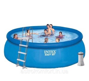 Надувний басейн Intex, 457х122 см (картріджний фільтр-насос 3 785 л / год, сходи, тент, підстилка)