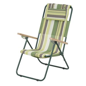 Садове розкладне крісло-шезлонг "Ясень" d20 мм (текстилен зелена смуга)