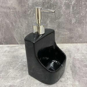 Дозатор для рідкого мила 400 мл з підставкою для губки BonaDi 851-311 Black Marble
