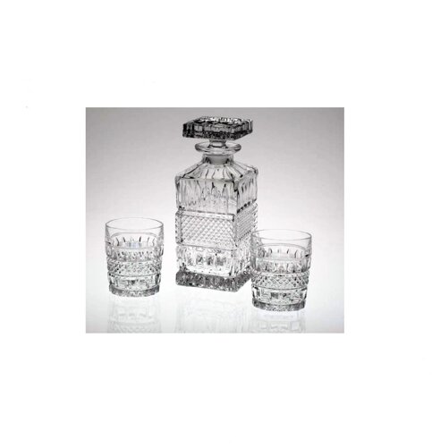 Склянки для віскі і графин Bohemia Brittany набір 7пр прозорий чеський кришталь