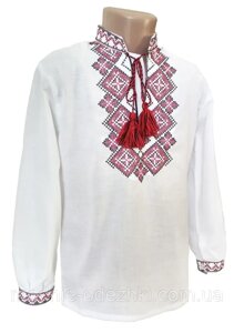 Біла Домоткана сорочка вишиванка для хлопчика Червоний Орнамент Family Look р. 92 - 140 110