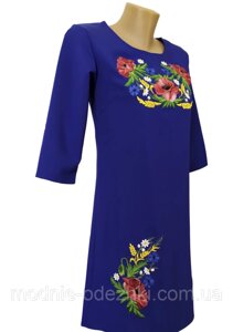 Жіноче літнє плаття вишиванка синє мама донька Family Look розмір 42 44 46 48