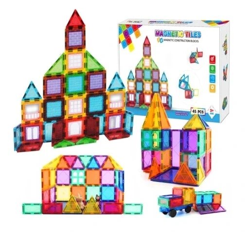 Aig Magnetic Tiles набір магнітних блоків 45 шт навчальних ел панелей. від компанії MyHome - фото 1