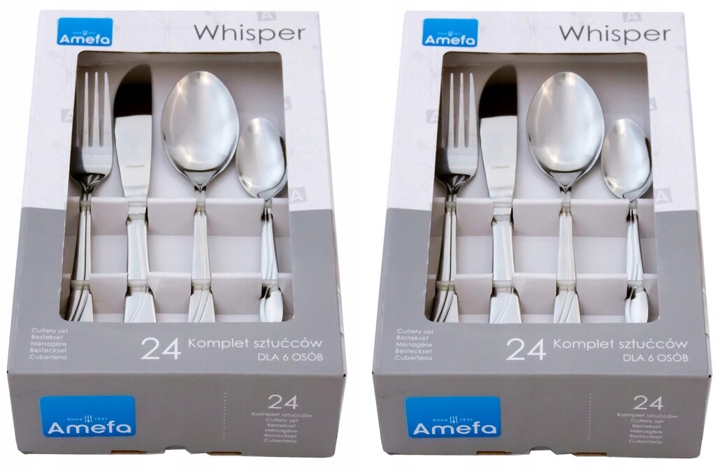 Amefa 48 нержавіючі столові прибори Whisper набір 2x 24 комплекти на 12 осіб + ланчбокс від компанії MyHome - фото 1