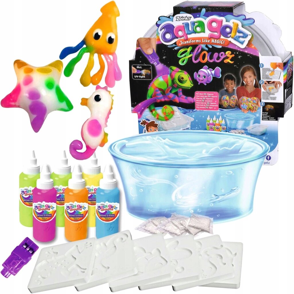Aqua Gelz творчий набір з 6 світящихся гелів Simba великий розкішний темнота ліхтарик Uv від компанії MyHome - фото 1