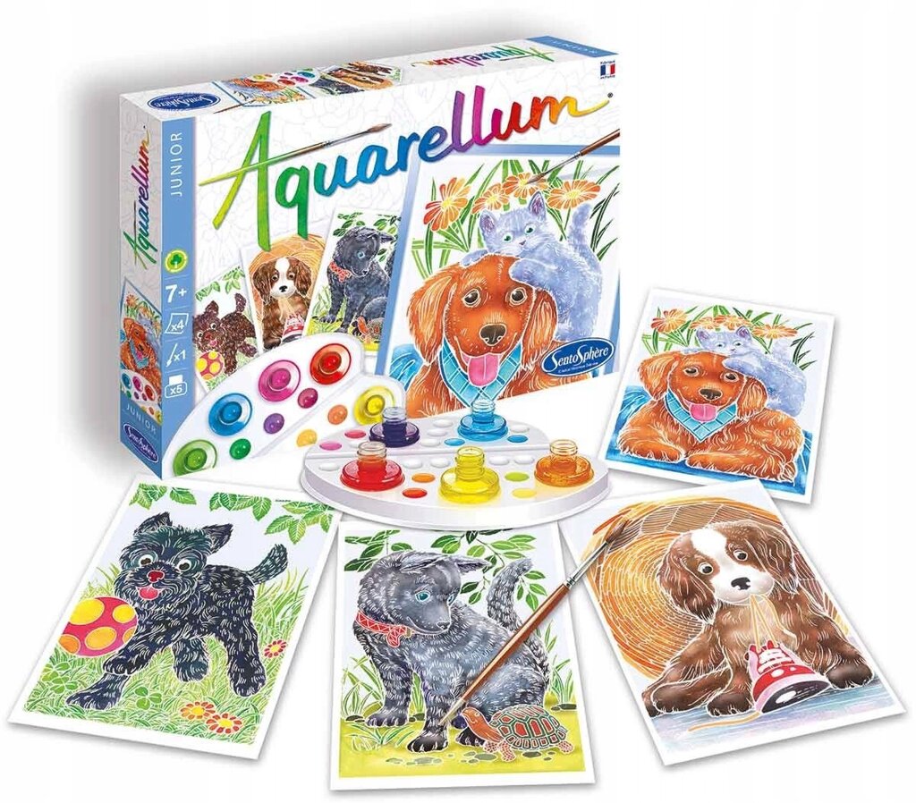 Aquarellum Junior собачки 4 картини для малювання фарбі Sentosphere від компанії MyHome - фото 1