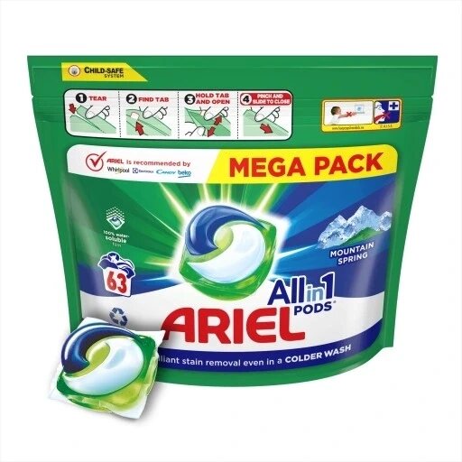 Ariel Pods капсули для прання Mountain Spring 63 All One шт білого від компанії MyHome - фото 1