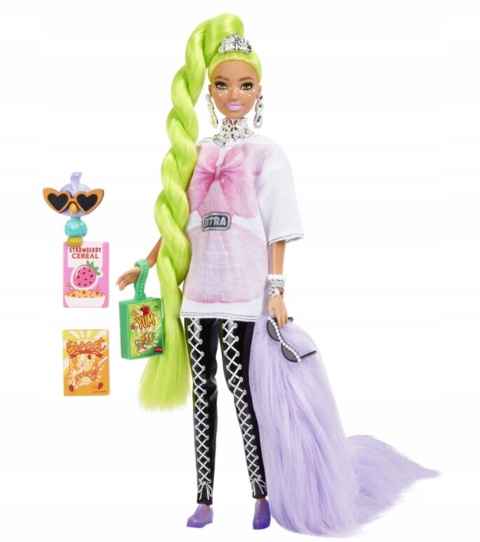 Barbie Extra лялька у білій туніці/неонове зелене волосся Hdj44 від компанії MyHome - фото 1