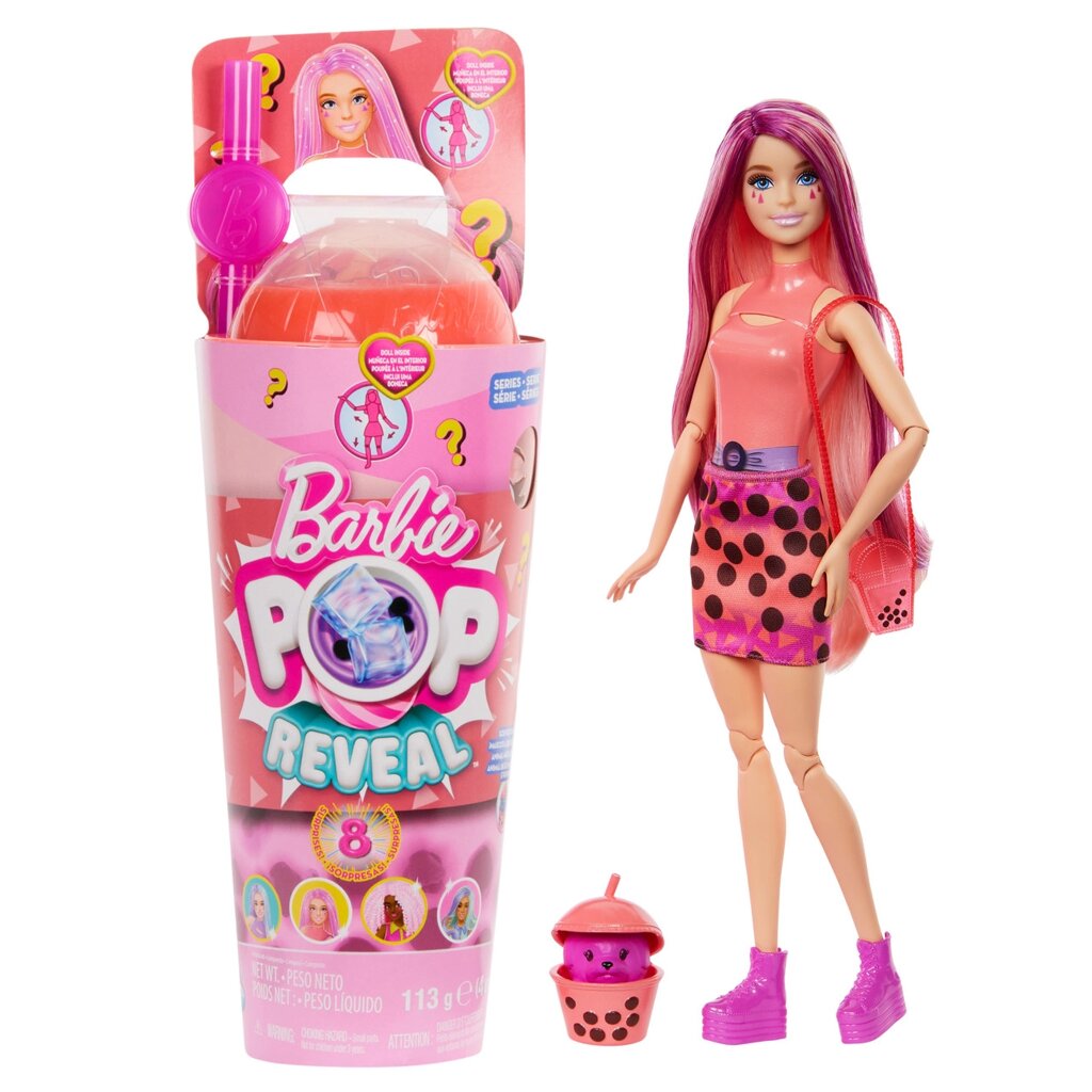 Barbie Pop Reveal лялька з ароматом манго з серії Bubble Tea модна звірятком 8 сюрпризів включаючи зміну кольору від компанії MyHome - фото 1