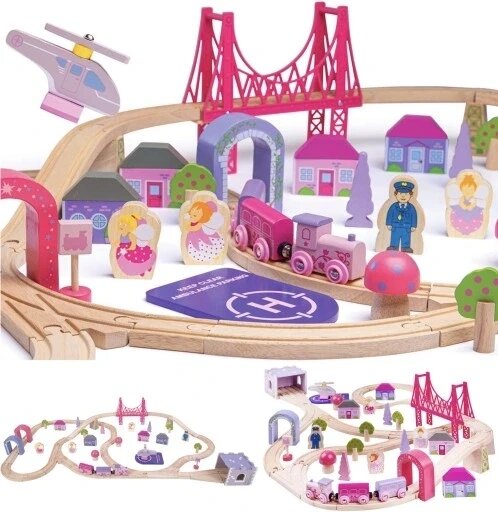 Bigjigs Bjt023 дерев'яний поїзд для дівчинки рожевий City Of Fairy Girls Toys. від компанії MyHome - фото 1