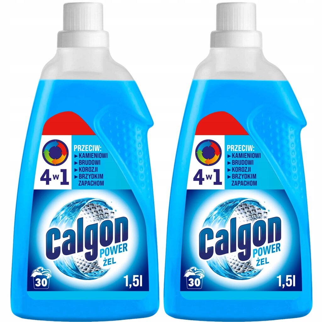 Calgon 4 в 1 гель для захисту пральної машини пом'якшувач води 1500мл X2 засіб проти вапняку 2x від компанії MyHome - фото 1