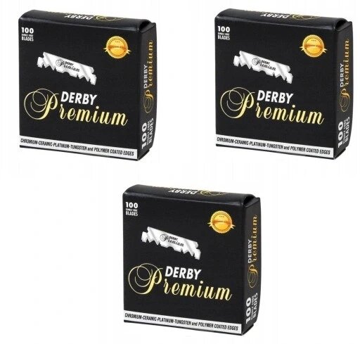 Derby Premium леза для бритви напівнижки 100 шт 300 штук лез для гоління барберські 3x100 від компанії MyHome - фото 1