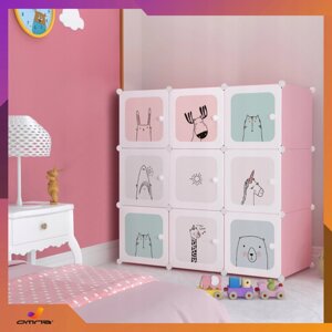 Шафа Omna Cubes "тваринки" 110 шт. 37 см відтінки рожевого дитячий модульний шафу для полиці іграшок одягу ванної