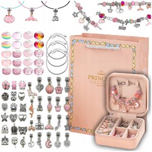 Великий набір для створення браслетів намист чарівних кулоночків з шкатулкою для намистин