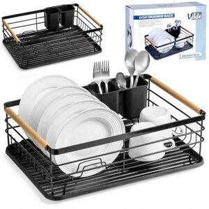 Набір з 2 шт. Велика чорна металева стійка для сушіння посуду тарілок і столового прибору Xxl