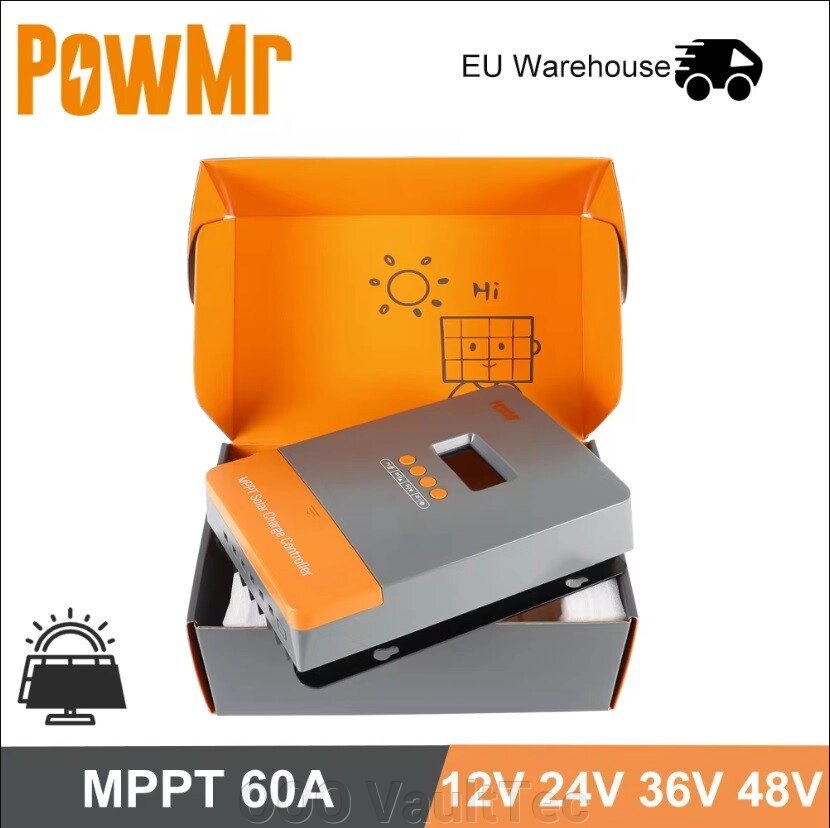 Контролер сонячної батареї VaultTec PowMr MPPT 60 A (12 В 24 В 36 В 48 В) Lifepo4 від компанії ТОВ VaultTec - фото 1