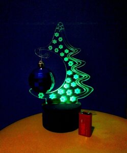 3D-светильник Елка, 3д-ночник, несколько подсветок (на батарейке), подарок на новый год