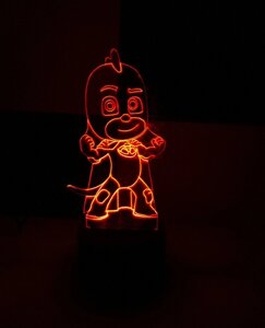 3D-світильник Гекко (Герої в масках), 3д-нічник, кілька подсветок (на батарейці)