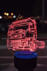 3D-світильник Вантажівка тягач Вольво Volvo, 3д-нічник, кілька подсветок (батарейка + 220В)