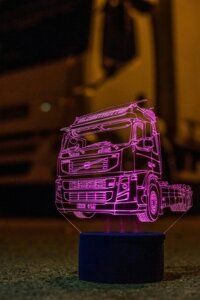 3D-світильник Вантажівка тягач Вольво Volvo, 3д-нічник, кілька подсветок (на пульті)