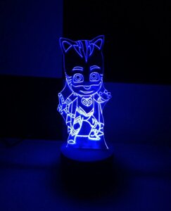 3D-світильник Кетбой (Герої в масках), 3д-нічник, кілька подсветок (батарейка + 220В)