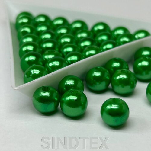 (20 грам) Намистини пластик Ø8мм - зелений перламутр