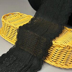 Гипюровое кружево стрейч (#7712) 9,5 см - чорний