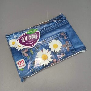 Серветки паперові білі 120 шт, Dibaj в м'якій упаковці, серветка 20х18см, тришарова