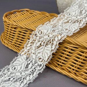 Гипюровое кружево стрейч (ХР-5) 4,5 см - теплий білий