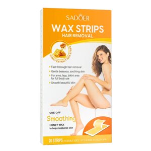 Воскові смужки для депіляції обличчя і тіла Sadoer з екстрактом меду, 20шт